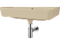 Beige wastafel met chromen sifon