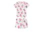 Kinderpyjama met puppy- en hartenprint, wit met roze en blauw.