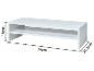 Witte monitorstandaard met plank, afmetingen 54cm (B) x 14cm (H) x 25.5cm (D).