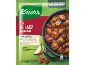 Verpakking voor Hongaarse goulashmix met afbeelding van bereide goulash, voedingsinformatie en ingrediënten.