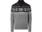Heren fair isle gebreide trui met halve rits in zwart, wit en grijs.