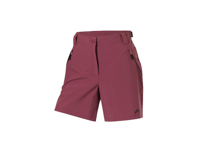 Bordeauxrode dames sportshort met ritszakken en een zwart logo