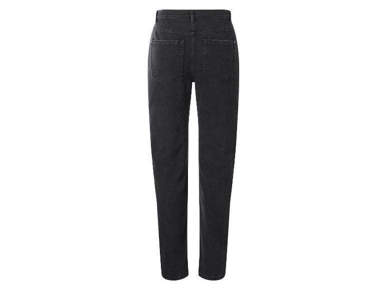 Donkere high-waist straight-leg jeans, achteraanzicht