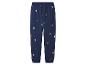 Donkerblauwe joggingbroek met kerstmotieven.