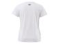 Wit sport T-shirt met korte mouwen en een klein groen logo in de nek.
