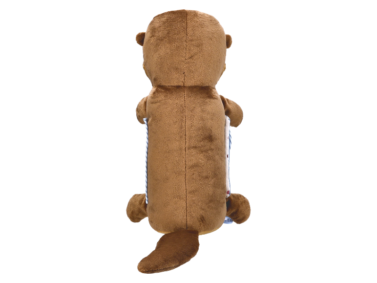 Achterkant van een knuffeldier in de vorm van een otter.