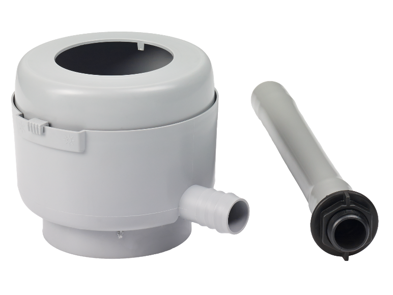 Lichtgrijze waterfilterset met buis.