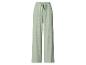 Lichtgroene geribbelde wide-leg broek met trekkoord in de taille