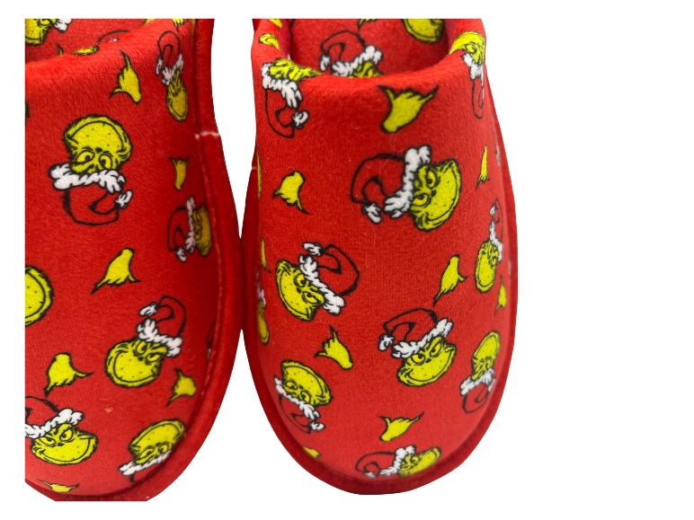Rode pantoffels met kerst Grinch-patroon
