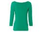 Een effen, donkergroen shirt met lange mouwen.
