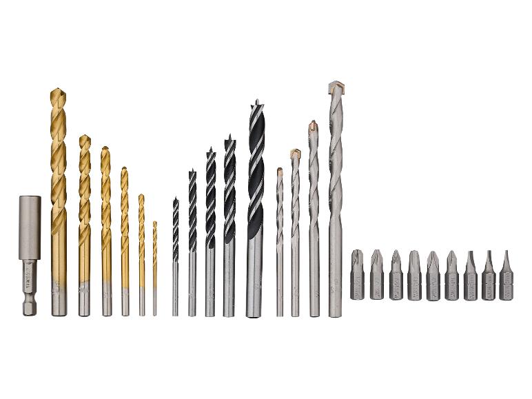 Een assortiment boren en schroefbits in verschillende maten en typen.