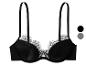 Zwarte kanten push-up beha met verstelbare bandjes