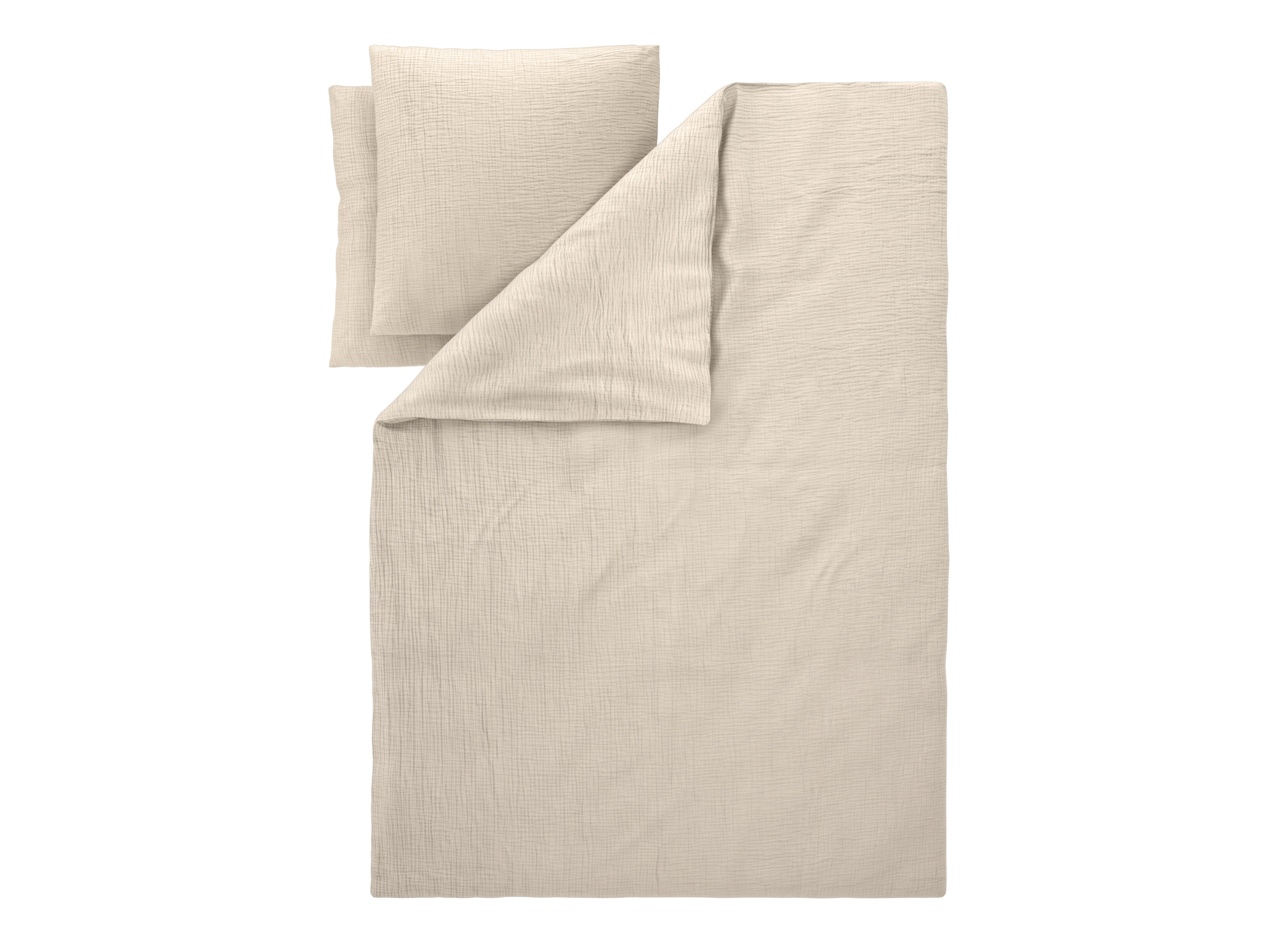 LIVARNO Mousseline dekbedovertrek 240 x 220 cm (Beige)