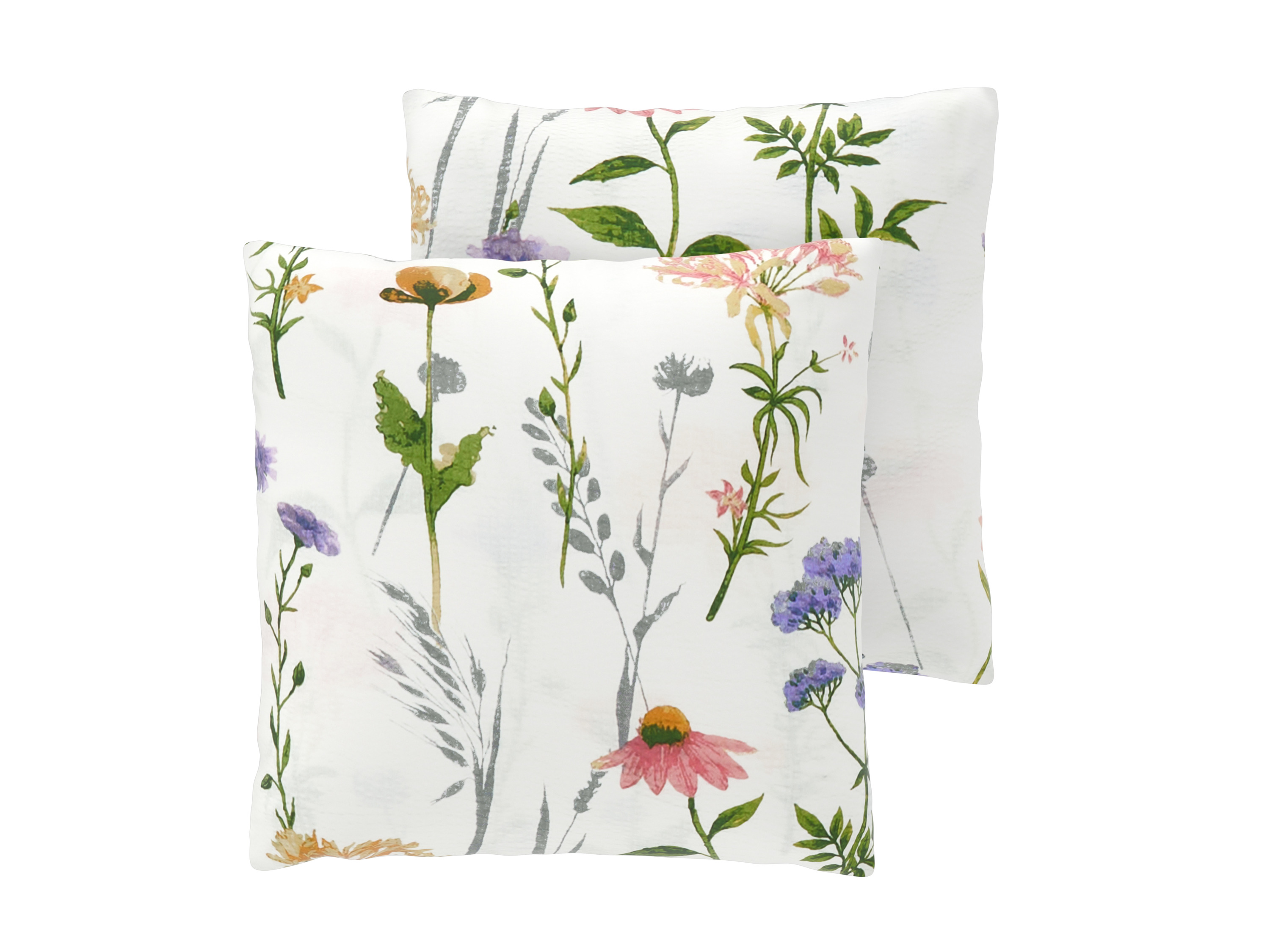 LIVARNO Set van 2 seersucker kussenslopen 50 x 60 cm (bloemen)