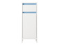 Een witte kast met een blauwe lade