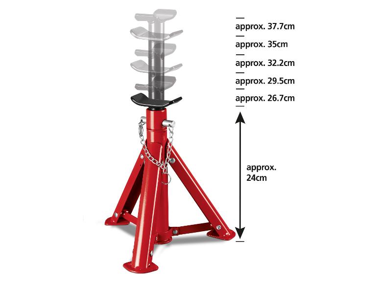 Rode assteun met verstelbare hoogte van ca. 24 cm tot ca. 37,7 cm.