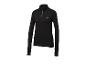 Zwart sportshirt met lange mouwen, rits bij de hals en duimgaten.