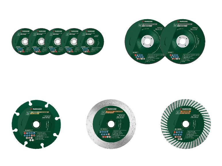 Diverse Parkside snijschijven voor metaal, hout, kunststof en keramiek.