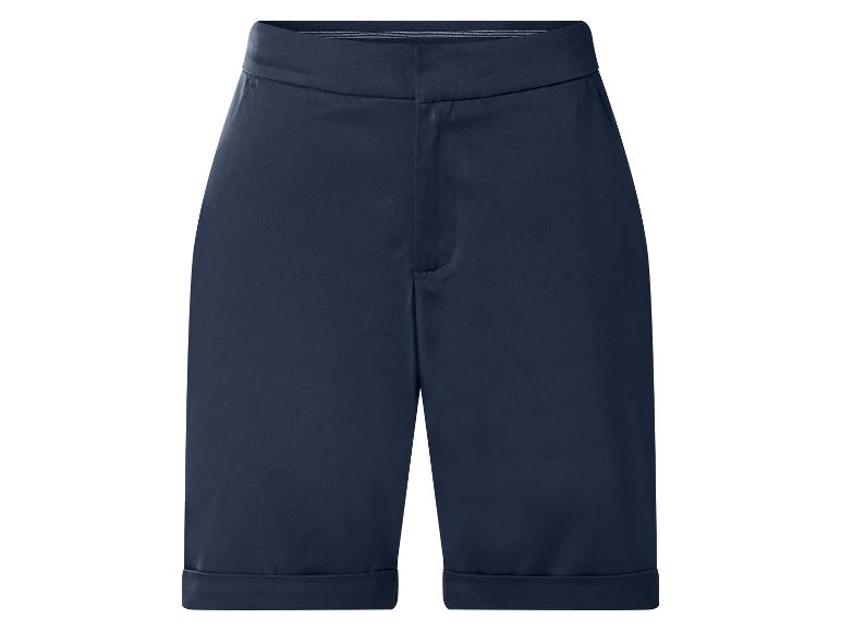 Donkerblauwe dames shorts met opgerolde zomen.