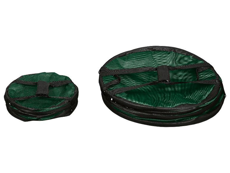 Twee opvouwbare afvalbakken in verschillende maten.