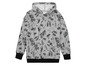 Een grijs hoodie met skateboards en graffiti print.
