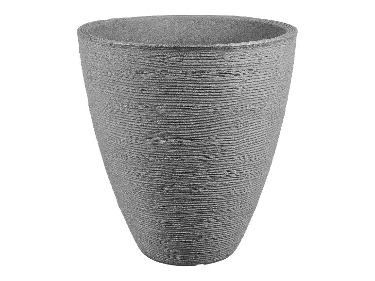 Grijze bloempot met gestructureerd oppervlak