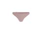 Roze dames string van geribbeld materiaal.
