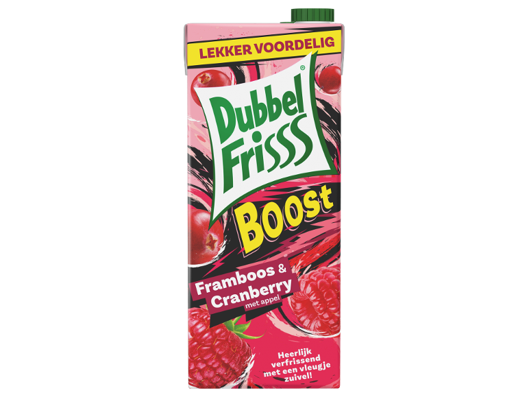 Pak vruchtendrank met frambozen-, cranberry- en appelsmaak.