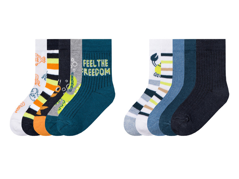 lupilu 5 paar jongens sokken (23-26, Wit-donkerblauw)