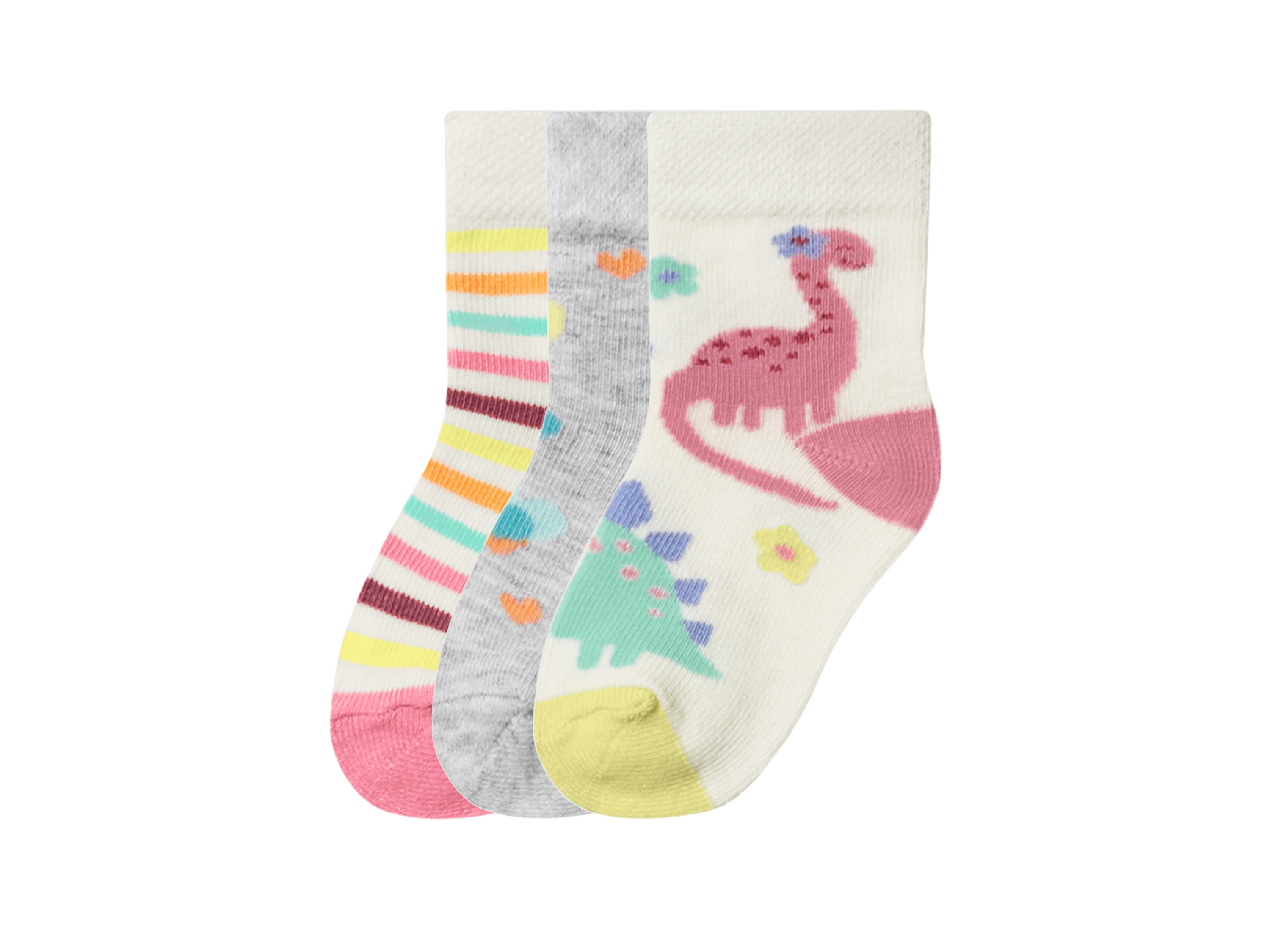 lupilu 3 Paar baby sokken (wit/rood/groen, 19-22)