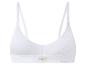 Witte damesbralette met geribbelde textuur en 'LOVE COTTON' label