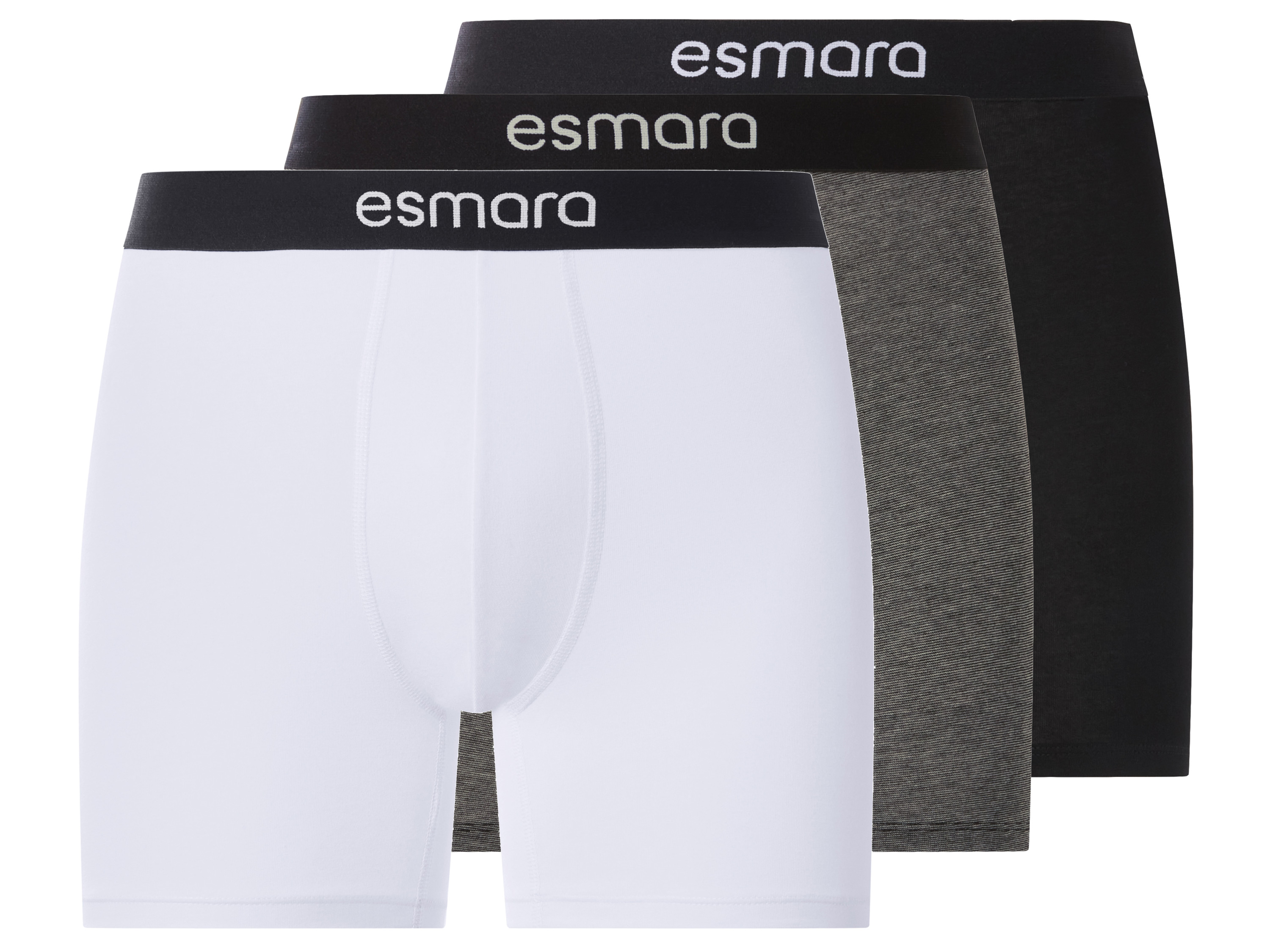 esmara Men Set van 3 heren boxers (Zwart/grijs/wit, XXL)