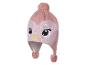Roze kinderwintermuts met pompon en pinguïnapplicatie