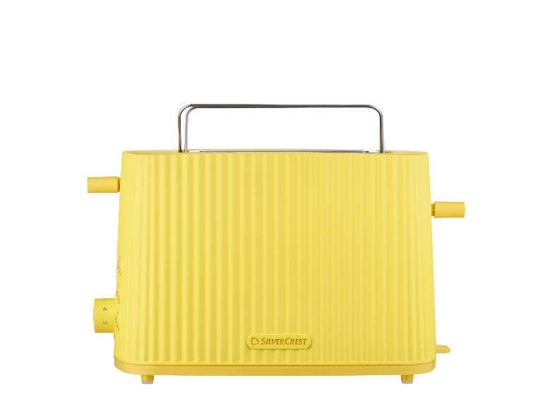 Gele SilverCrest broodrooster op een witte achtergrond