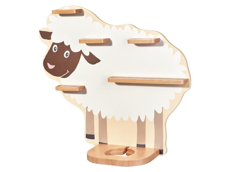 Wandplank in de vorm van een schaap met meerdere niveaus voor opslag.