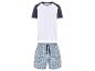 Herenslaappak: wit t-shirt en blauw geruite shorts.