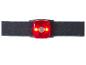 Rood LED-veiligheidslicht met zwarte band, verlicht.