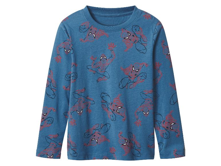 Blauw kinder T-shirt met lange mouwen en Spiderman-print