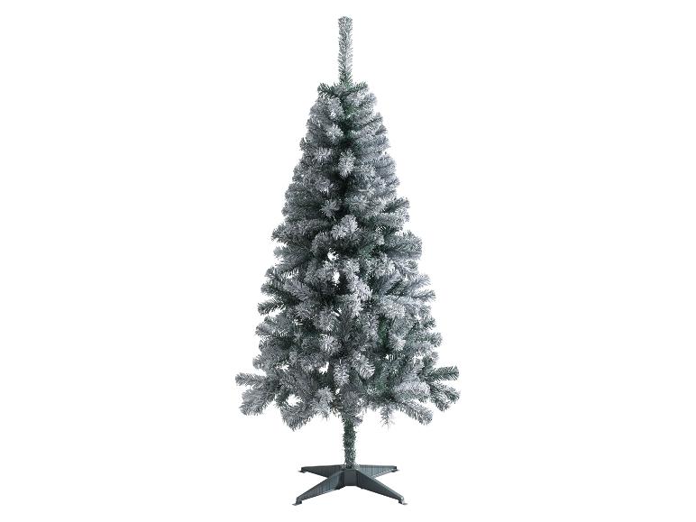 Gevlokte kunstkerstboom met standaard.