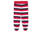 Rode, witte en zwarte gestreepte baby leggings met voetjes.