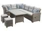 Wicker lounge set met tafel en poefs