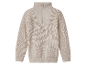 Beige gebreide trui met halve rits.