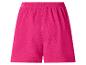 Fuchsia dames short met elastische tailleband en kreukeltextuur.