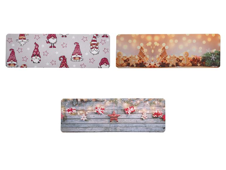 Drie kerstafbeeldingen: kabouters, peperkoek en decoraties.