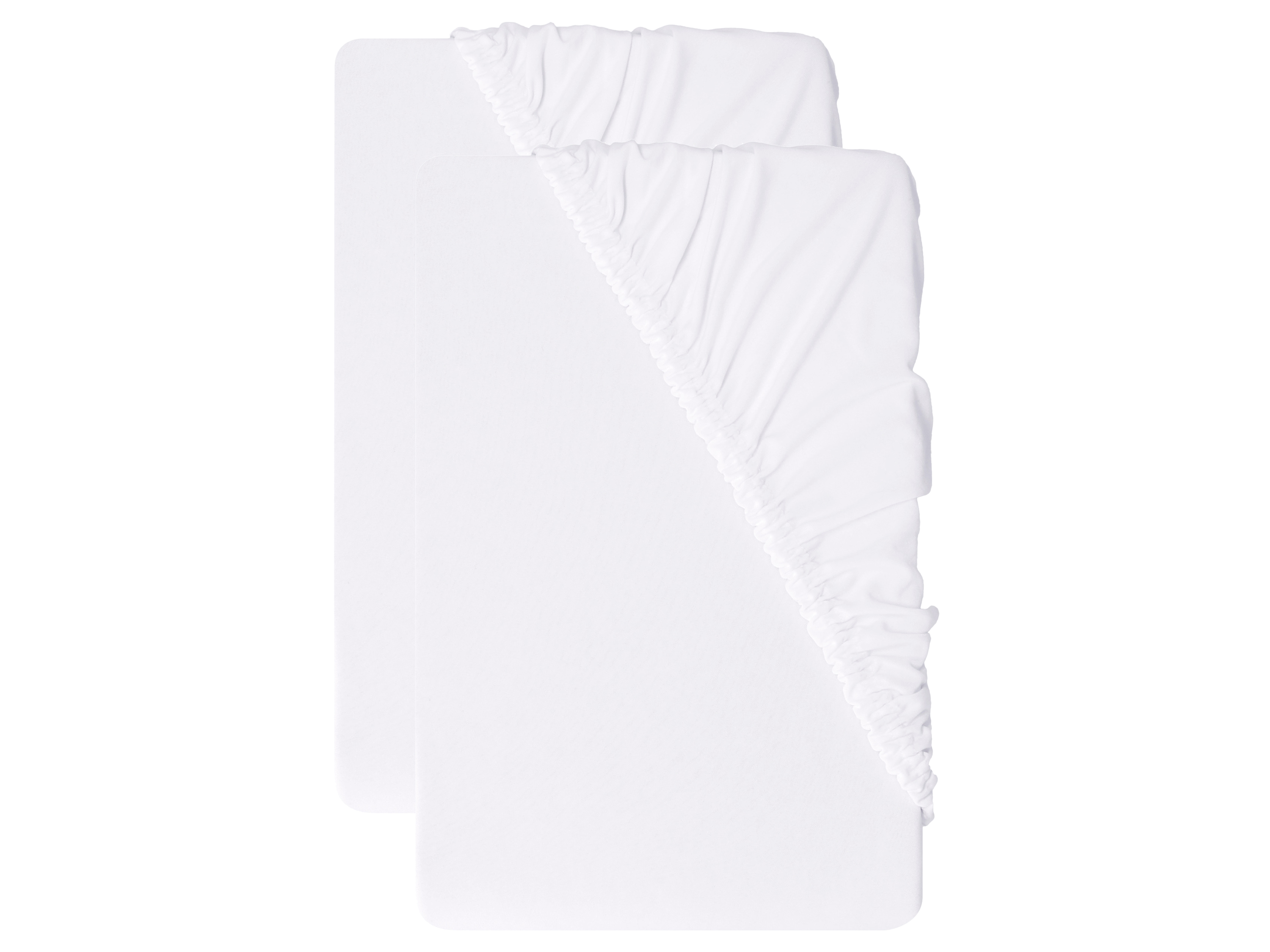 LIVARNO Set van 2 jersey hoeslakens 90-100 x 200 cm (Wit)