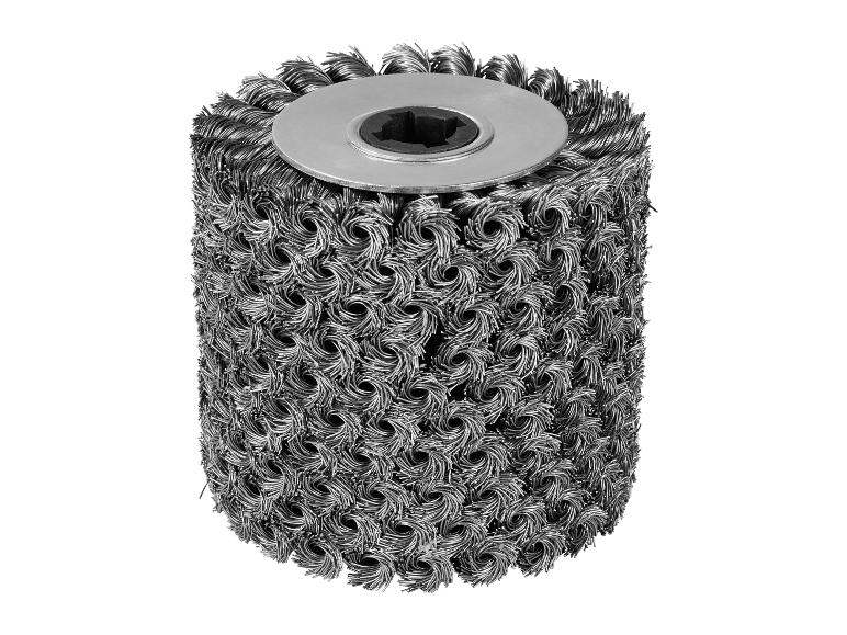 Cilindrische draadborstel voor schuurmachine, ideaal voor reiniging en ontroesten.