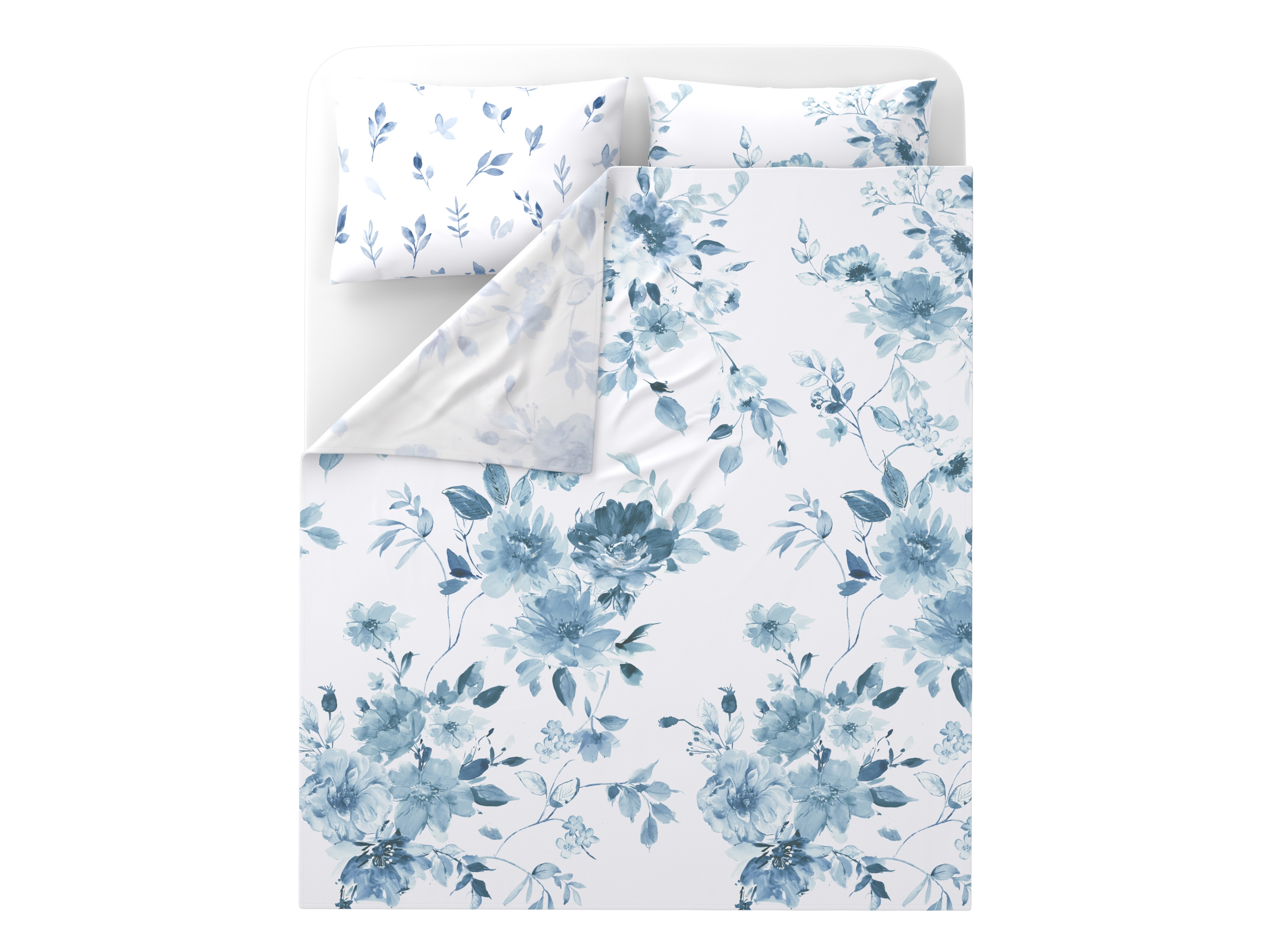 LIVARNO Renforcé beddengoedset 240 x 220 cm (Wit/blauw)