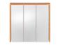 Driedelig badkamer spiegel met houten frame.