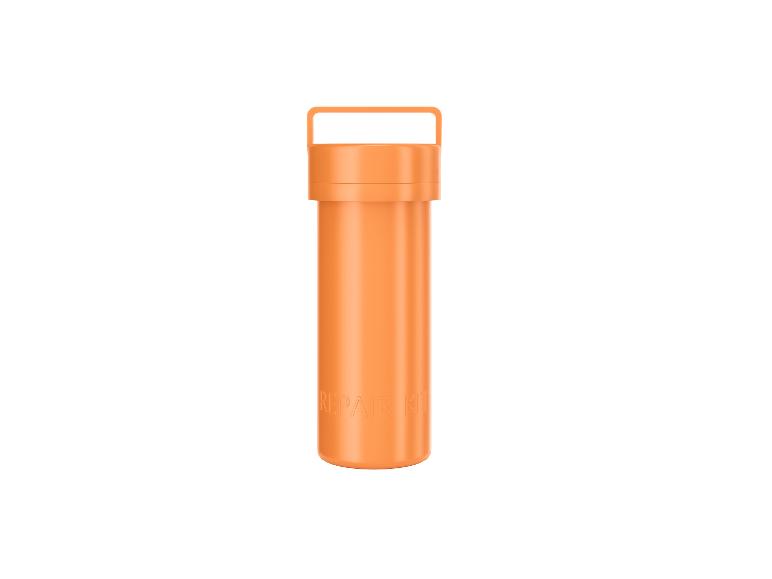 Oranje cilindrische reparatieset container met handvat