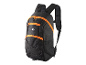 Een zwarte Crivit rugzak met oranje accenten.